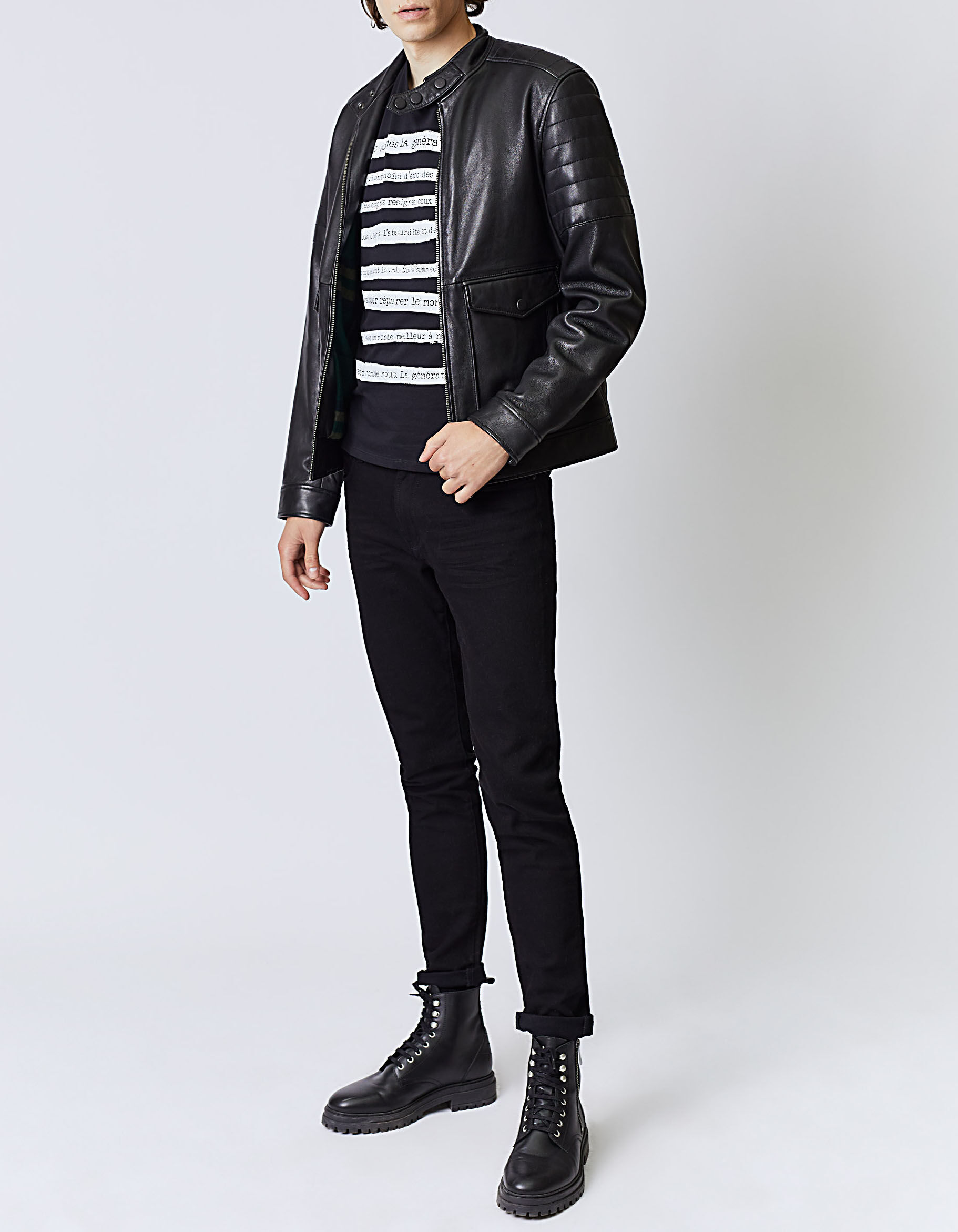 Camiseta negra Manifesto 1440 Leather Story hombre