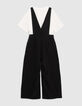 Girls’ black dungarees & white T-shirt outfit-4