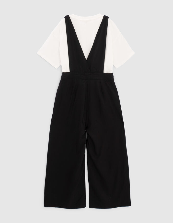 Girls’ black dungarees & white T-shirt outfit - IKKS