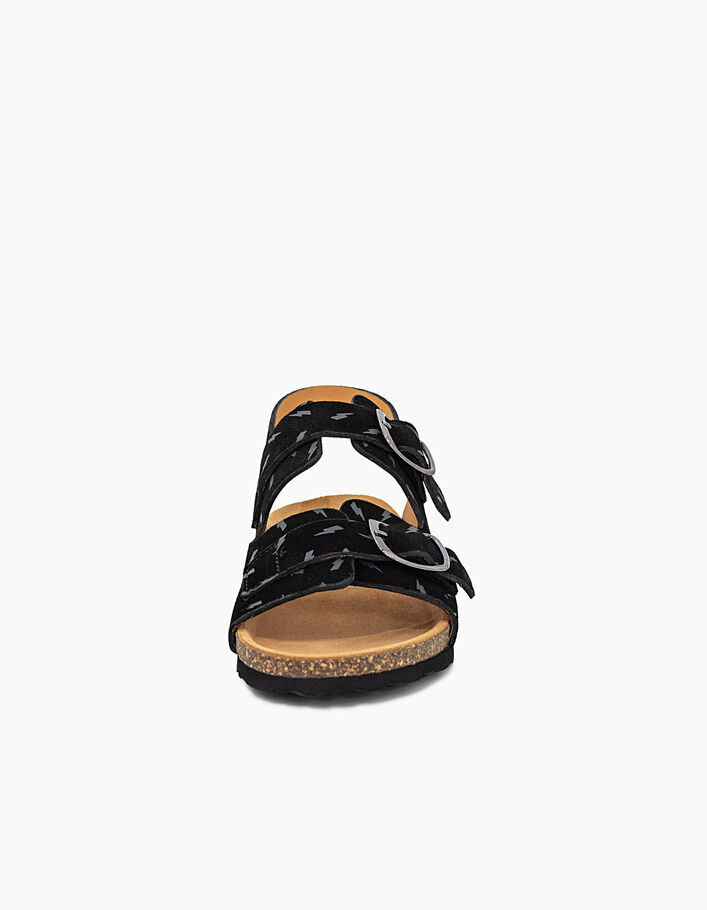 Sandales anatomiques noires en cuir velours éclairs garçon - IKKS