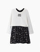 Girls’ white sweatshirt & black Sakura print 2-in-1 dress-4