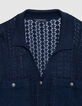 Cardigan court marine tricot fantaisie ajour&eacute; Femme-4