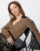 Jersey camel lana mullida facetas joya hombros mujer-1