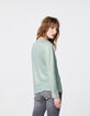 Camiseta verde almendra manga larga lino foil mujer-2