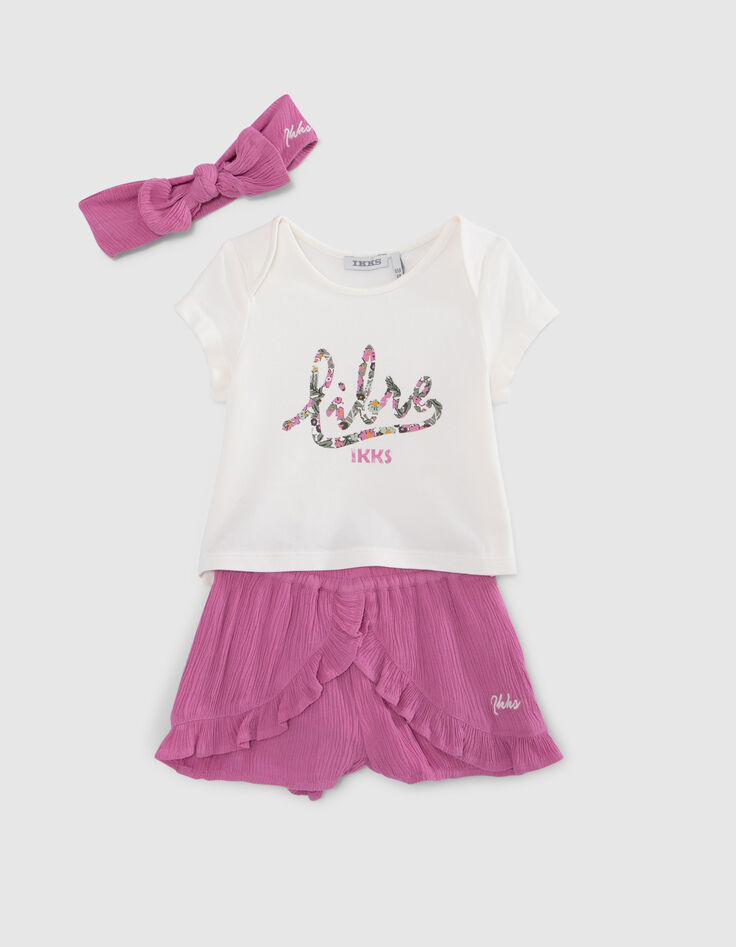 Conjunto camiseta, shorts y cinta bebé niña-1