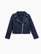 Veste navy esprit motard en molleton fille-2