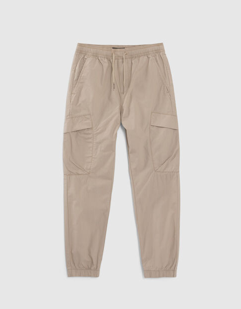 Pantalon BATTLE beige taille et bas élastiqués garçon - IKKS