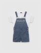 Set korte jeanstuinbroek en wit T-shirt meisjes-1