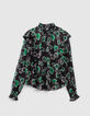 Zwarte blouse maxi bloemenprint volants Dames-7