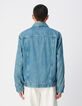 Blaue Jeansjacke mit Plissee-Detail Herren-3
