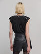 Women's black silver lurex tee-shirt with eyelet and stud-4