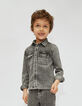 Gemêleerd antracietgrijs jeanshemd jongens  -1