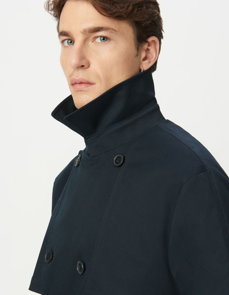 Men’s navy long trench coat with belt-4