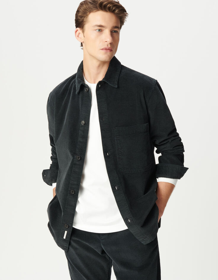 Surchemise grise velours côtelé maxi poche Homme-4
