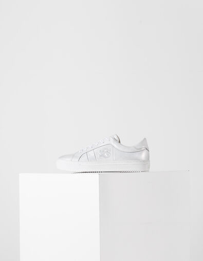 Baskets en cuir argent lacets IKKS femme - IKKS