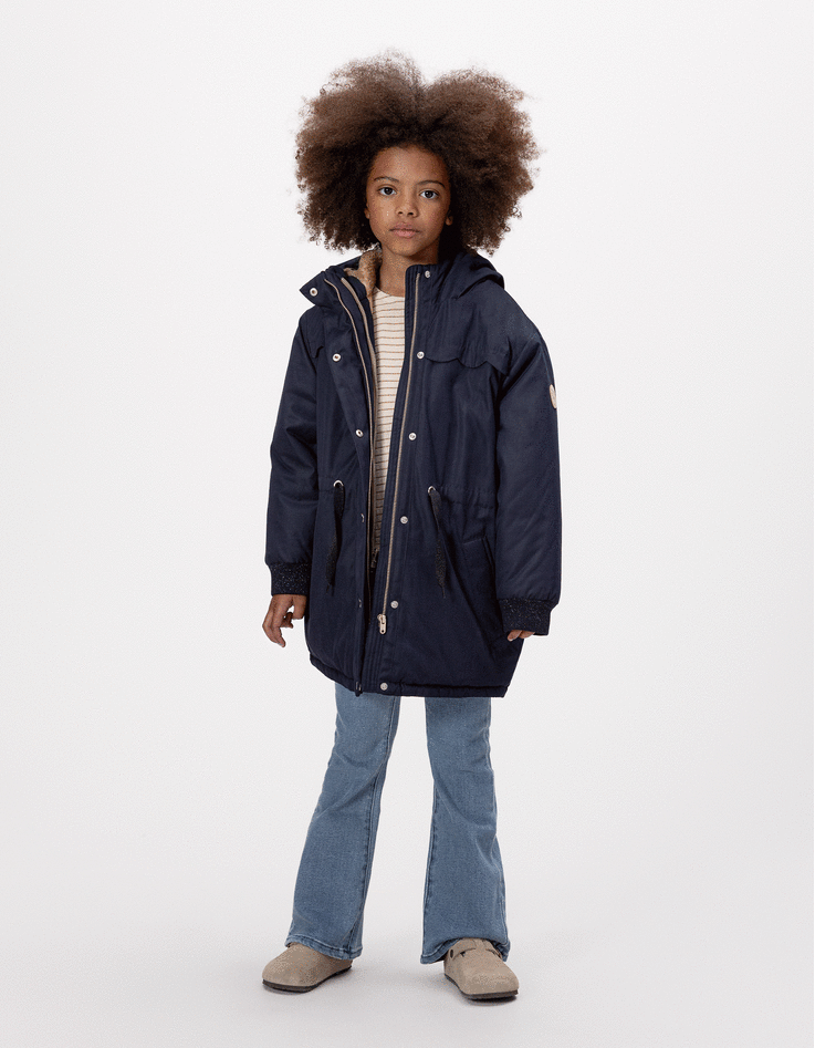 Blauwe 3-in-1 parka omkeerbare pufferjas meisjes-1