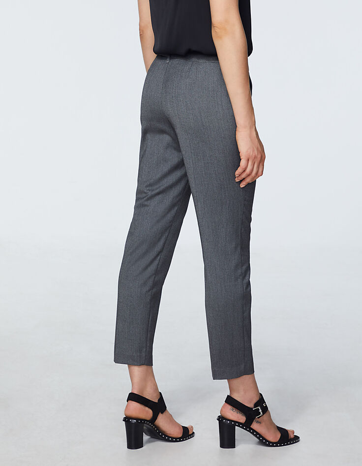 Pantalon tailleur cropped droit fil à fil femme-3