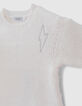 Robe blanc cassé tricot doupions roses bébé fille-5