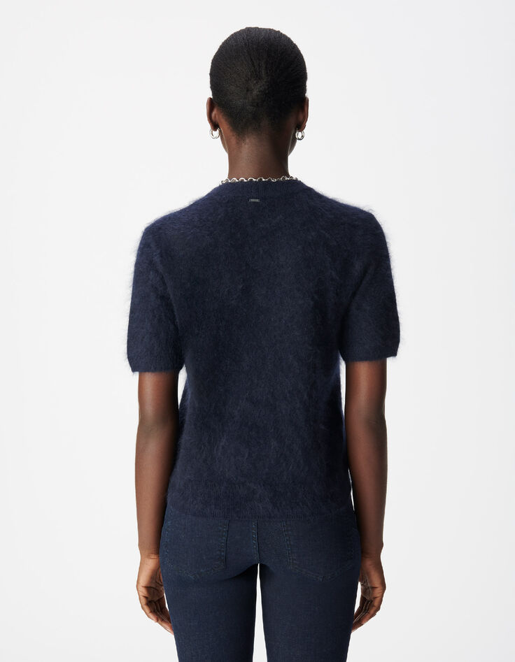 Camiseta de cachemir azul marino Mujer-3