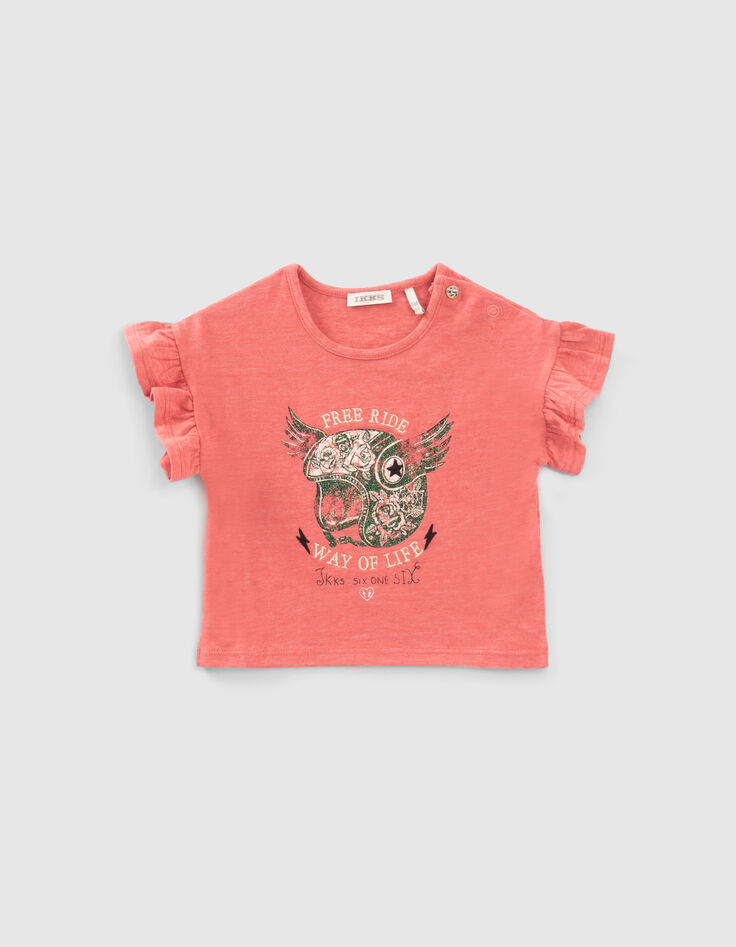 Baby girls’ red T-shirt with winged helmet-1