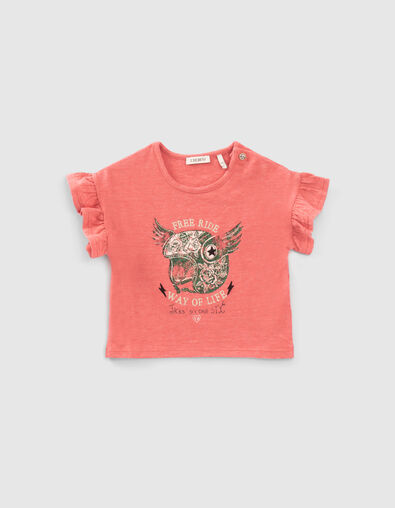 Rood T-shirt opdruk helm met vleugels babymeisjes - IKKS