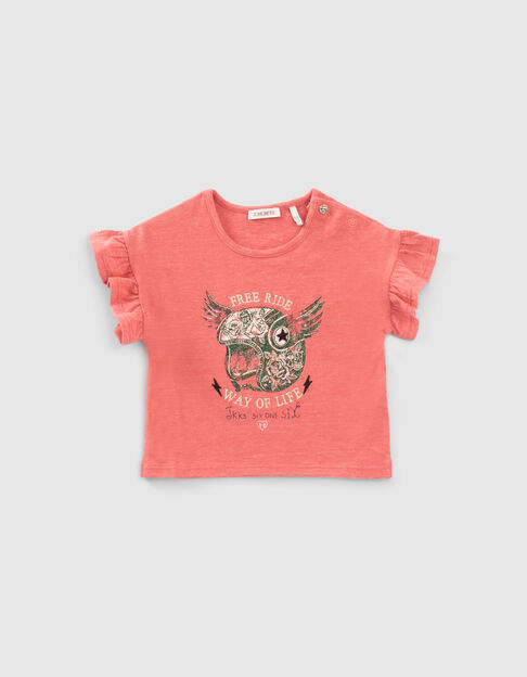 Rotes T-Shirt mit Helmmotiv für Babymädchen