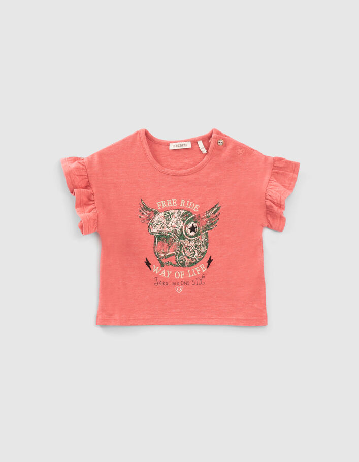 Baby girls’ red T-shirt with winged helmet - IKKS