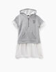 Robe sweat gris et blanc trompe-l'œil fille-2
