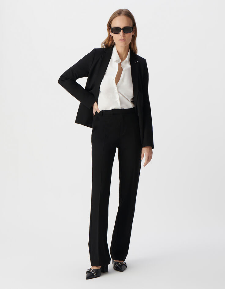 Pantalon de tailleur noir ajusté maille Milano Femme-10