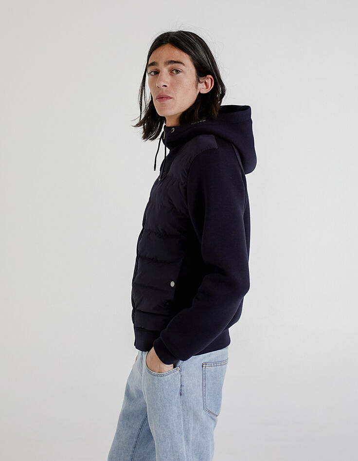 Marineblaue Herren-Unterziehjacke aus Materialmix -6