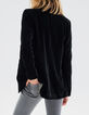 Veste en velours noir recyclé doublure léopard Femme-3