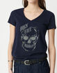 Totenkopf-T-Shirt aus Bio-Baumwolle f&uuml;r Damen, navy-4