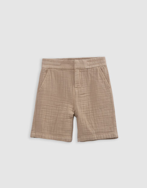 Bermuda JOGGER LOOSE beige gaze de coton garçon - IKKS