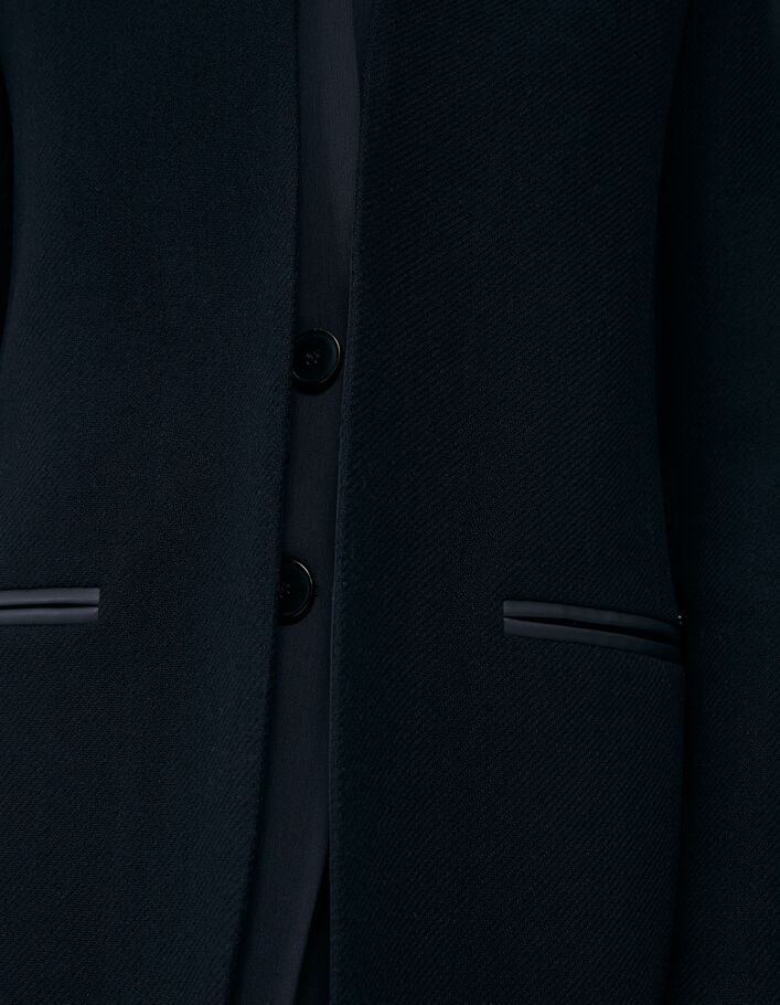 Manteau mi-long noir double col enduit femme-5