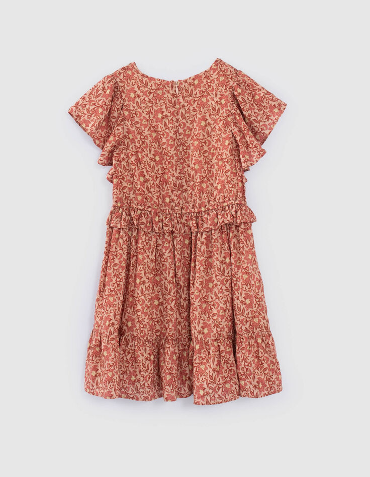 Rotes Mädchenkleid mit Blumenprint-2