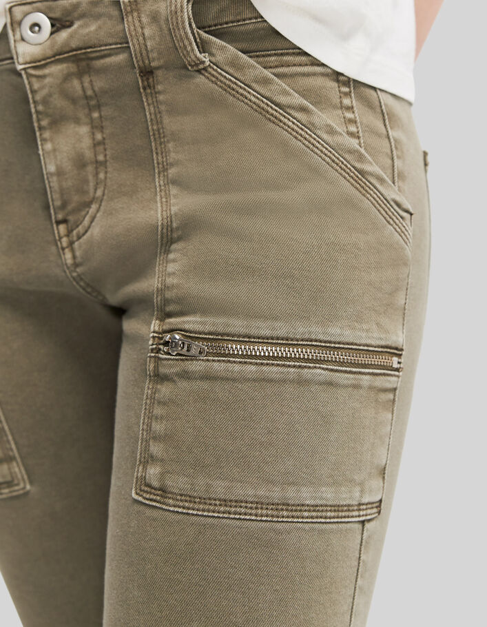 Khaki low waist Damen Slim-Jeans-4