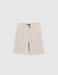 Boys’ beige striped occasionwear suit Bermuda shorts-1
