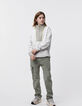 Sweat camionneur gris et kaki passepoil anis garçon-1