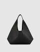 Black leather Hobo bag maxi eyelet design Size L Women-3