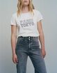 Camiseta de mujer de rayas marineras en blanco roto-6