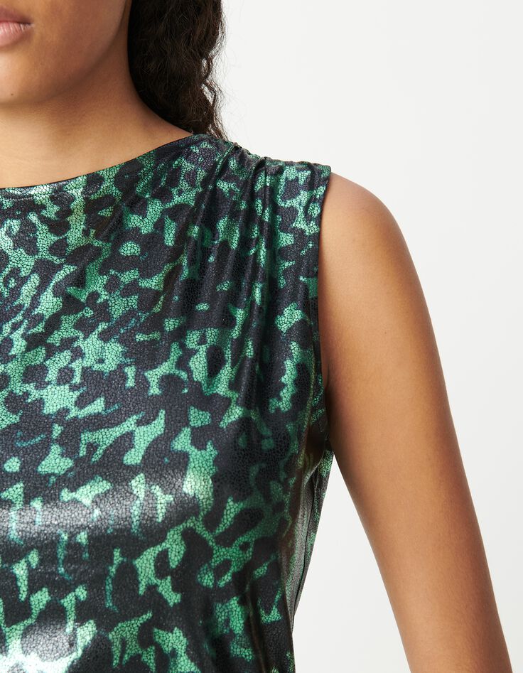 Top vert imprim&eacute; camouflage m&eacute;tallis&eacute; Femme-4