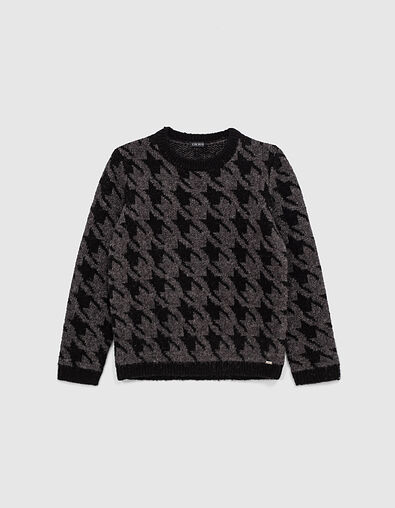 Jersey negro punto de maxi pata de gallo gris niño  - IKKS