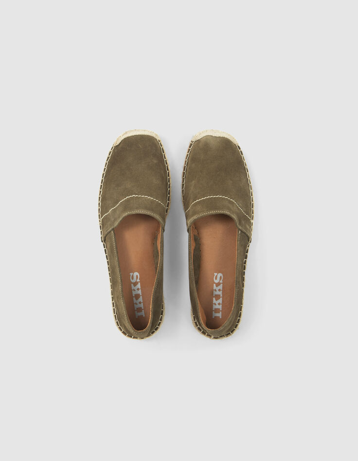Espadrilles kaki en cuir velours Homme-7