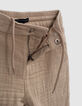 Bermudas jogger loose beige gasa algodón niño-7