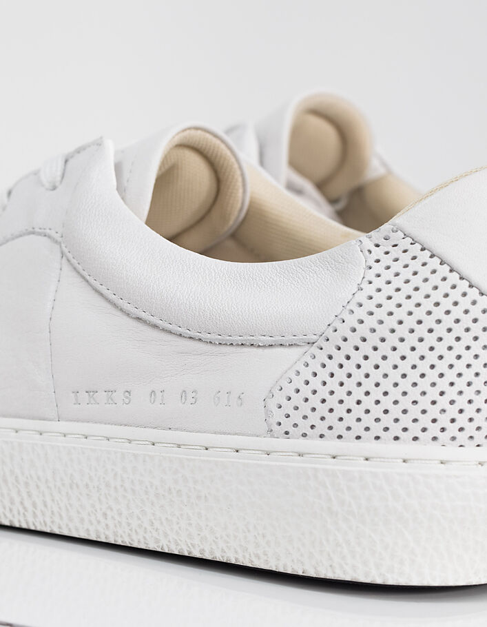 Men’s white leather trainers with perforations - IKKS