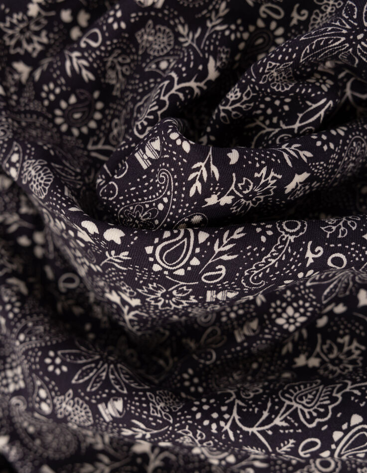 Chemise manches longues noire imprim&eacute; cachemire I.Code-8