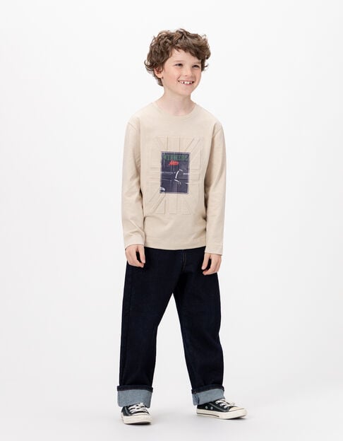 Camiseta manga larga beige bandera relieve niño - IKKS