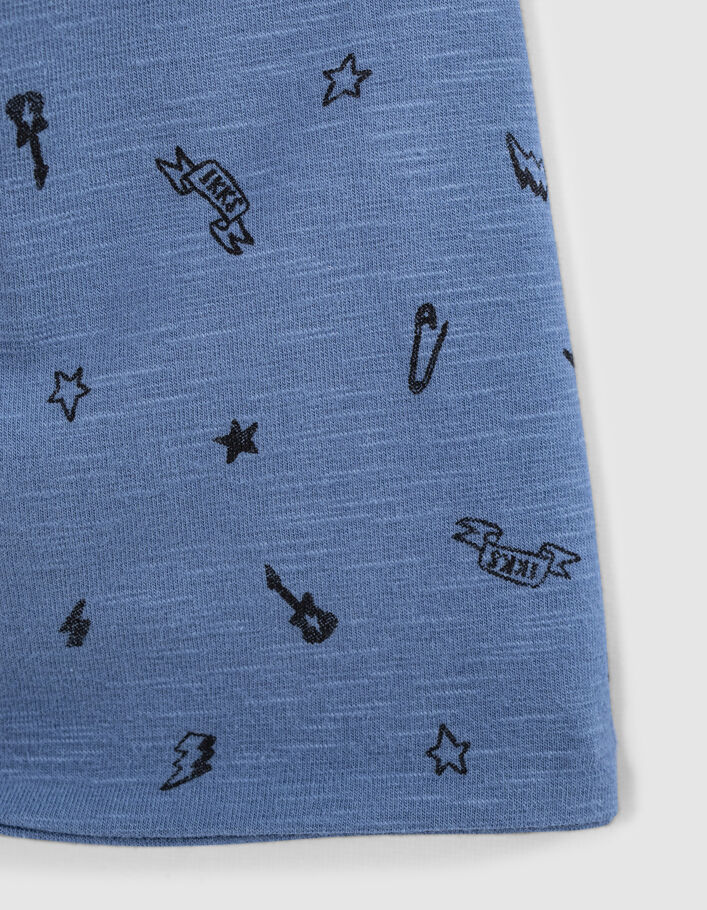 Omkeerbare blauwe muts rockprint biokatoen baby’s - IKKS