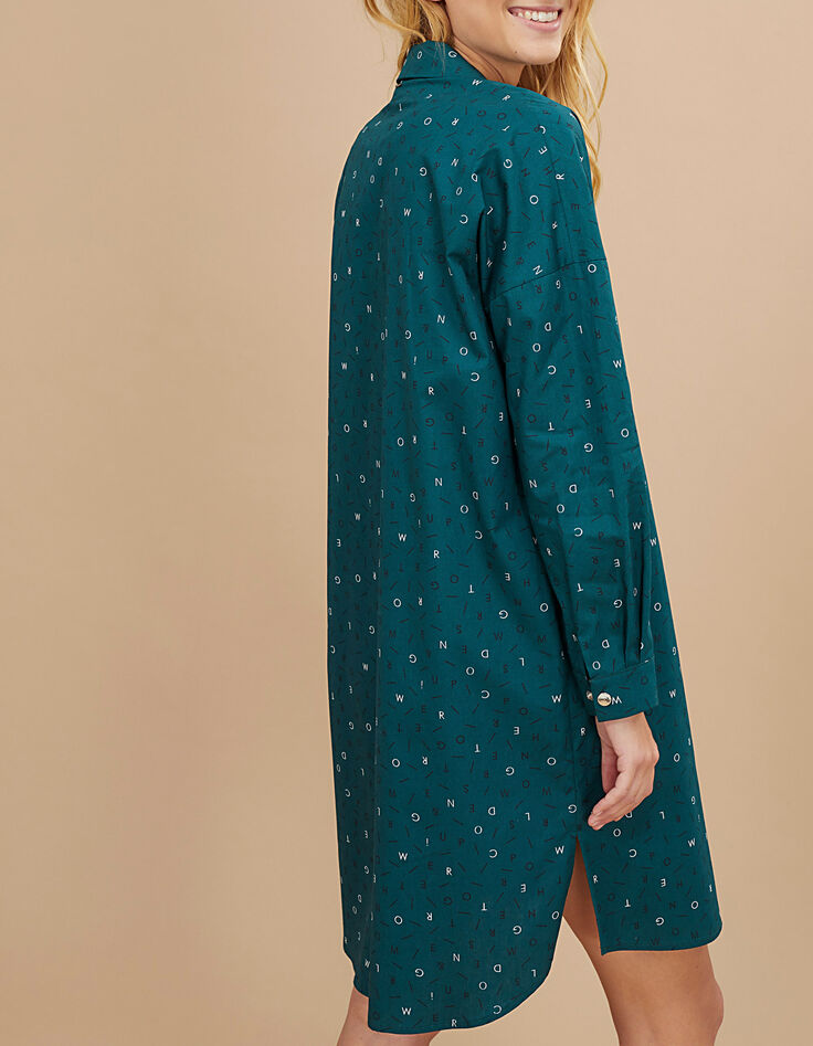 I.Code duck green letter print zip-up dress