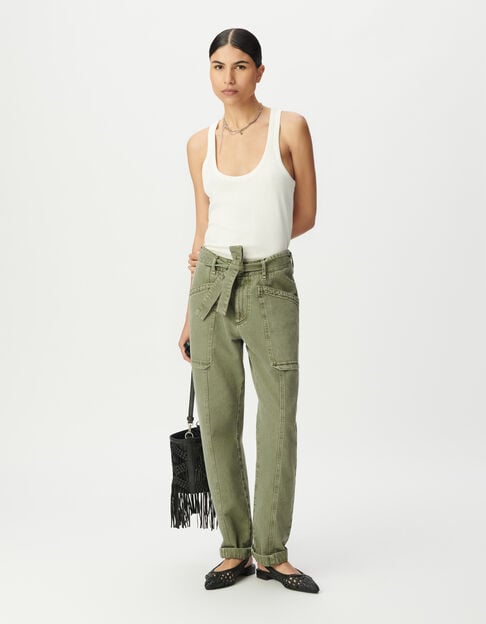 Verwaschene Khaki-Battle-Jeans Damen - IKKS